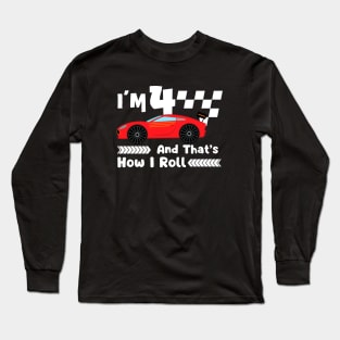 4th Birthday Kids Racing Car Racing Boys Long Sleeve T-Shirt